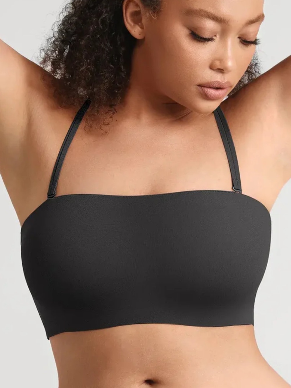 Feelingirl Everyday Strapless Bandeau Bra with Detachable Straps - Black